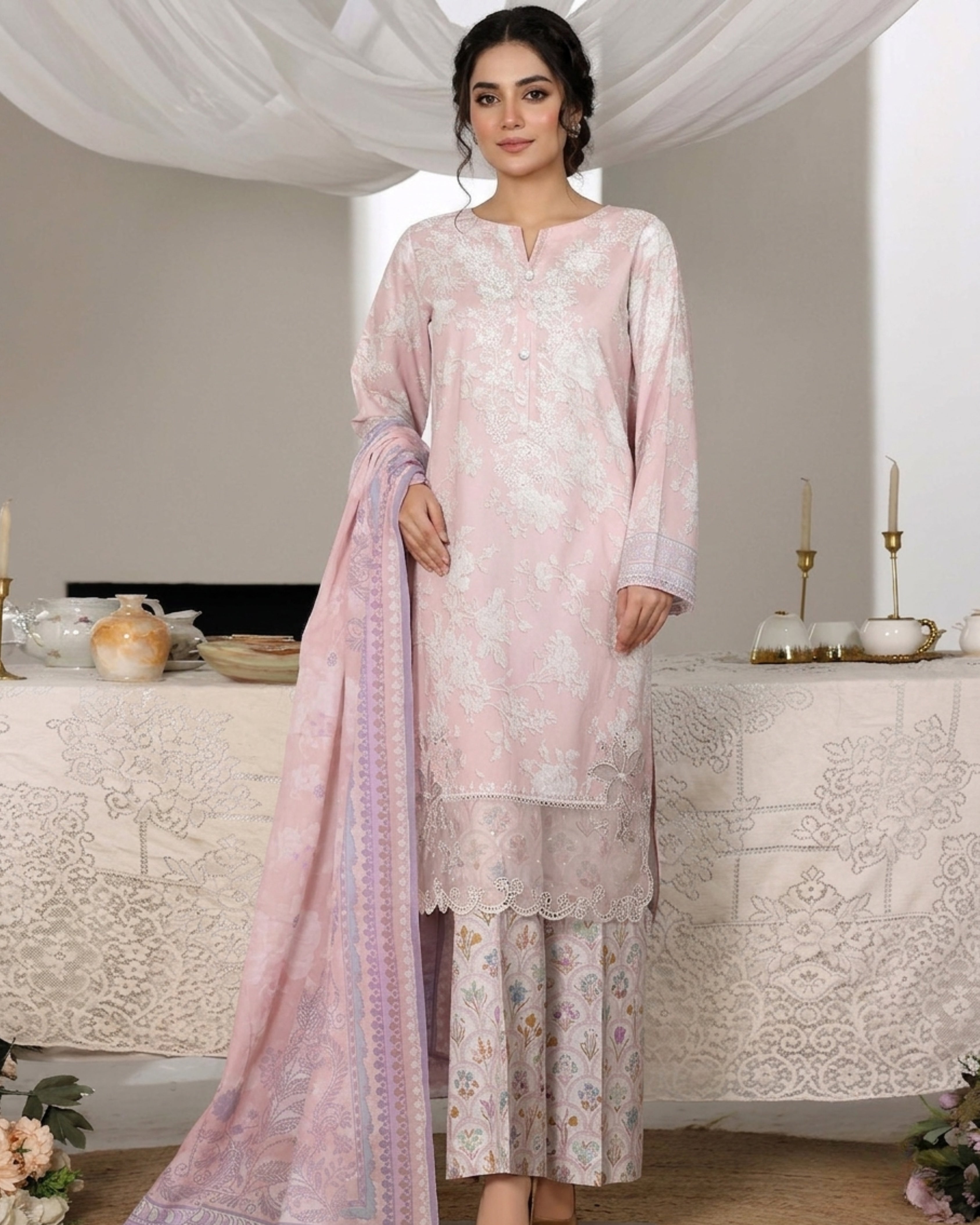 3 PC - PRINT KARI Baby PINK 9